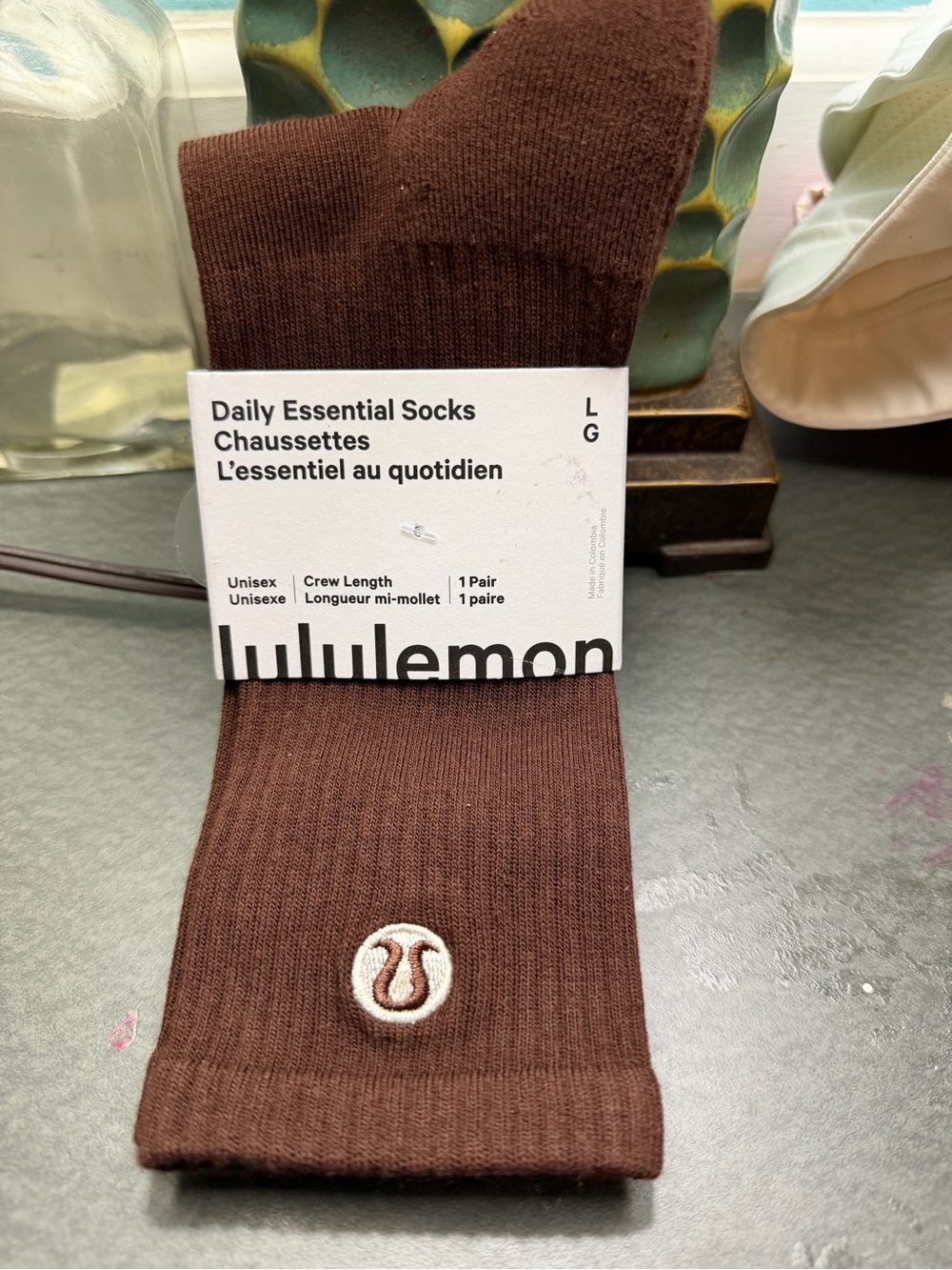 NWT Lululemon Daily Essential Crew Socks — Brown